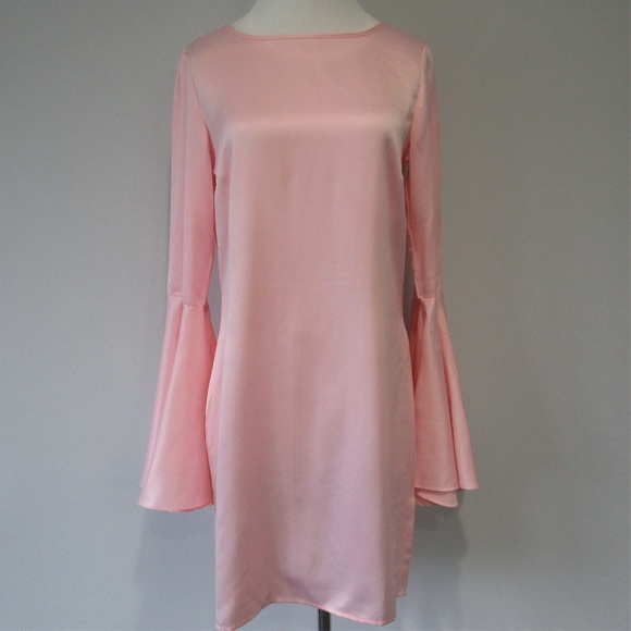 NEW Venus Pink Silky Bell Sleeve Mini Party Dress - Picture 6 of 8